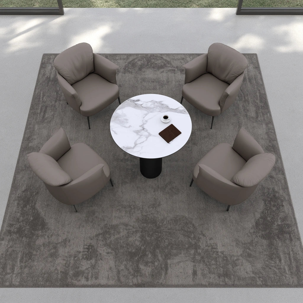 Accentfauteuil met leren bekleding, kleur lichtbruin