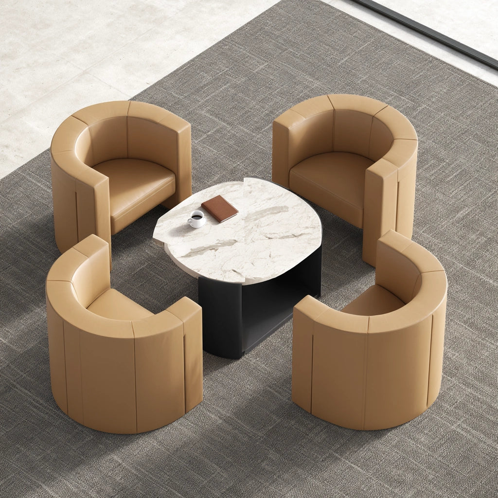 Accentfauteuil met leren bekleding, kleur lichtbruin