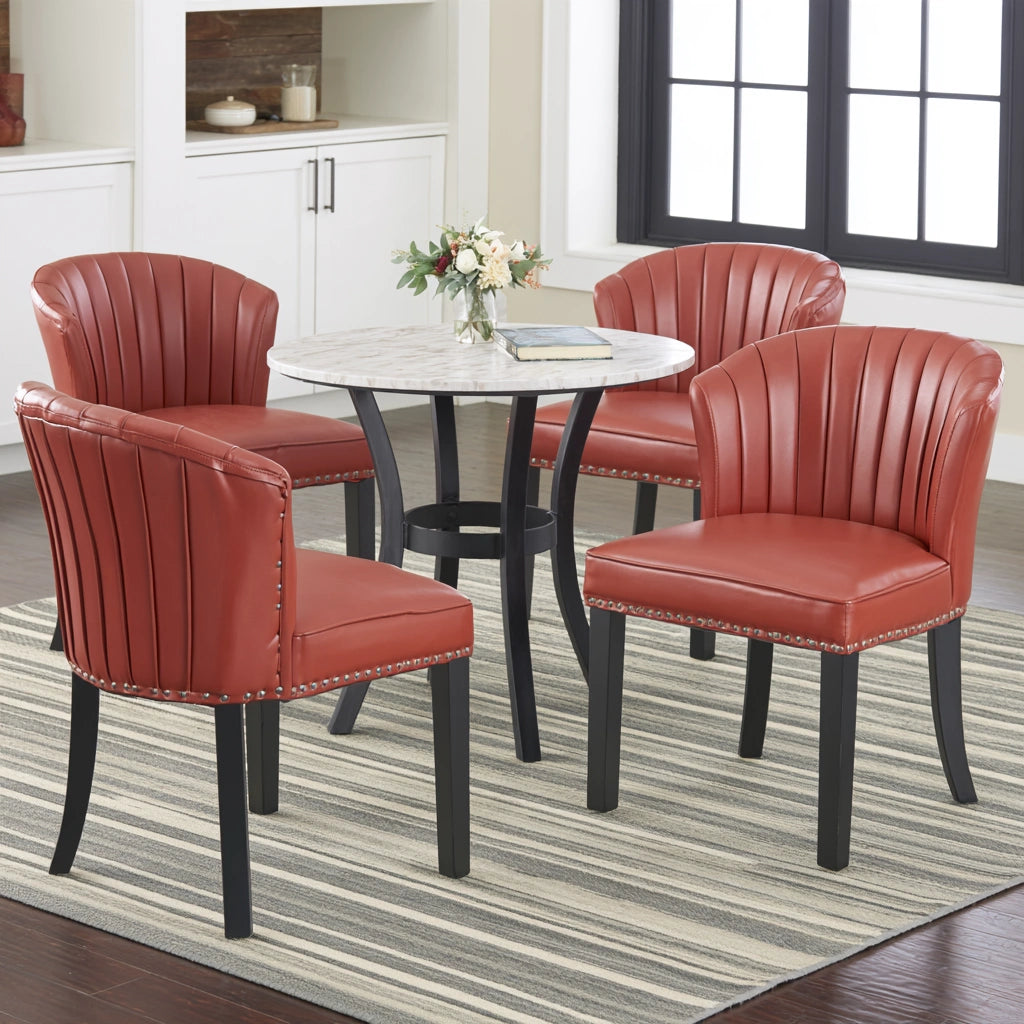 Accentfauteuil met leren bekleding, kleur oranje