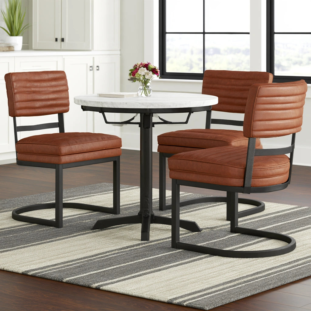 Accentfauteuil met leren bekleding, kleur oranje